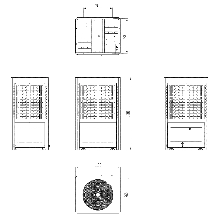 Diagrama MyCond care prezintă dimensiunile modulelor de expansiune MCU-YHP pentru propan.
