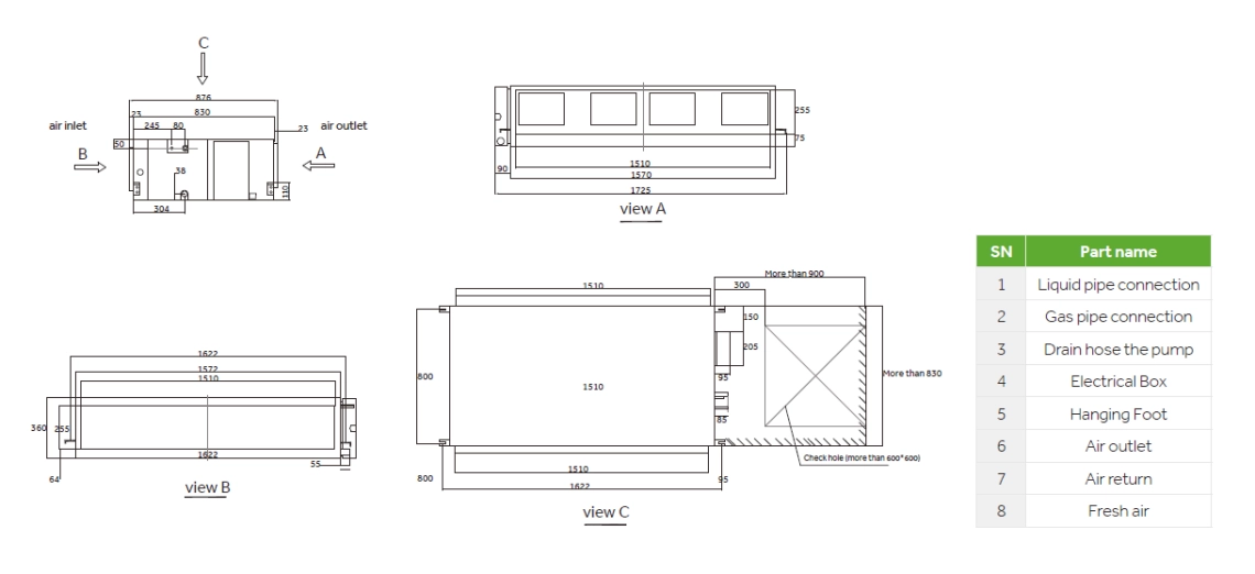 Dimensiuni generale MyCond High ESP duct - 4