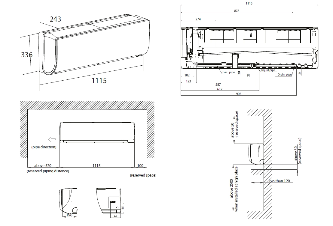 MyCond Montat pe perete Dimensiuni generale seria F - 2