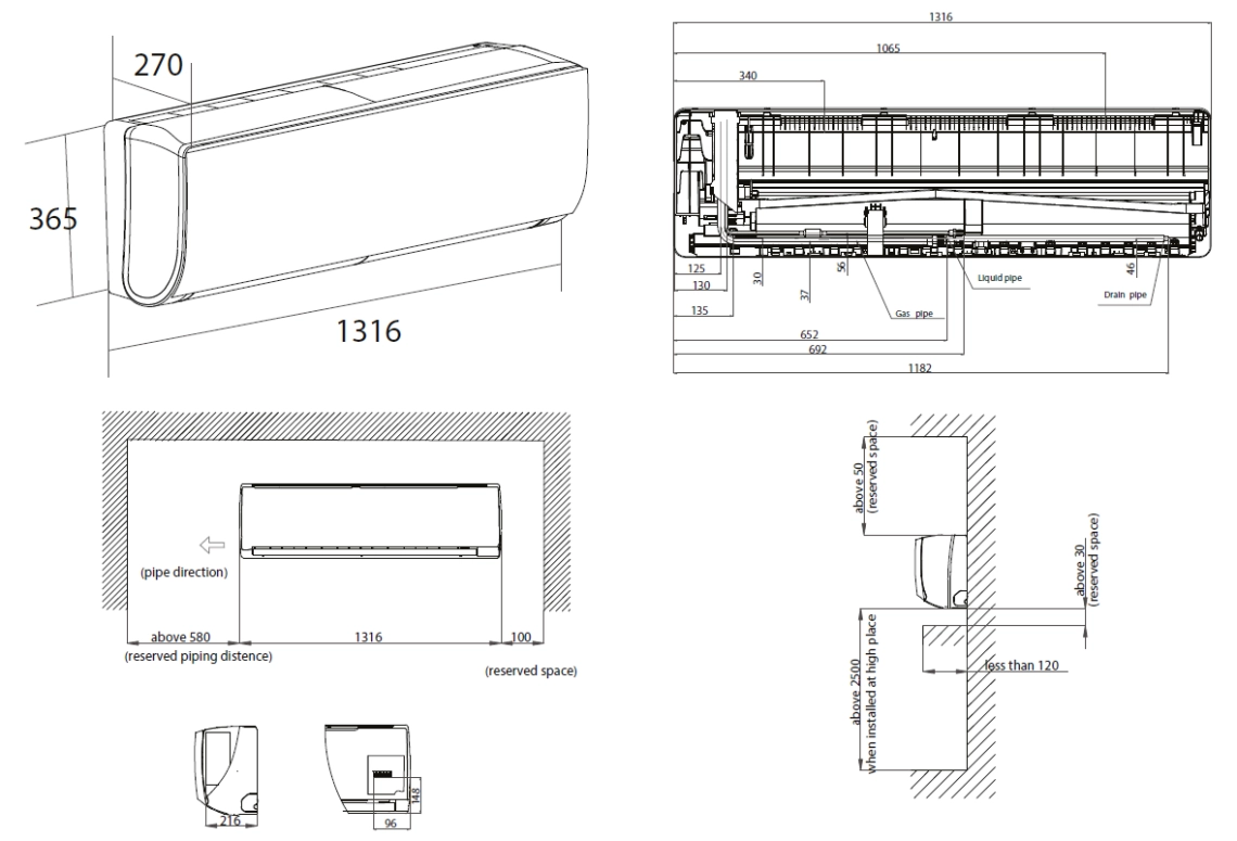 MyCond Montat pe perete Dimensiuni generale seria N - 3