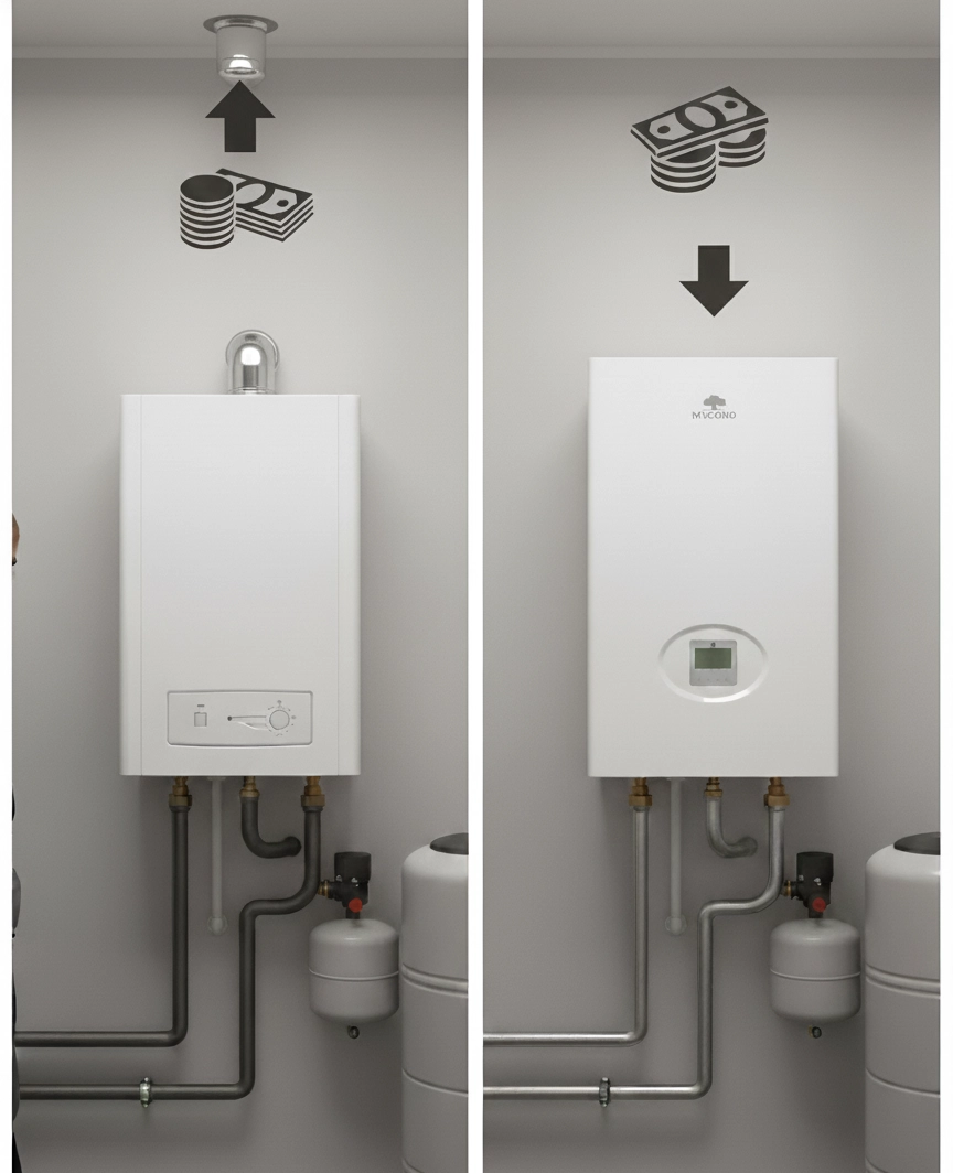 Pompa de căldură Mycond vs. cazan pe gaz: comparația eficienței de încălzire
